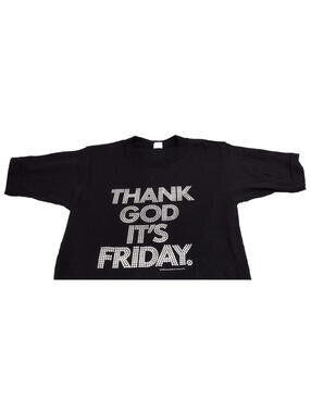 VTG 1970s T-Shirt Motown THANK GOD IT'S FRIDAY tee Casablanca KCBQ Radio 1170